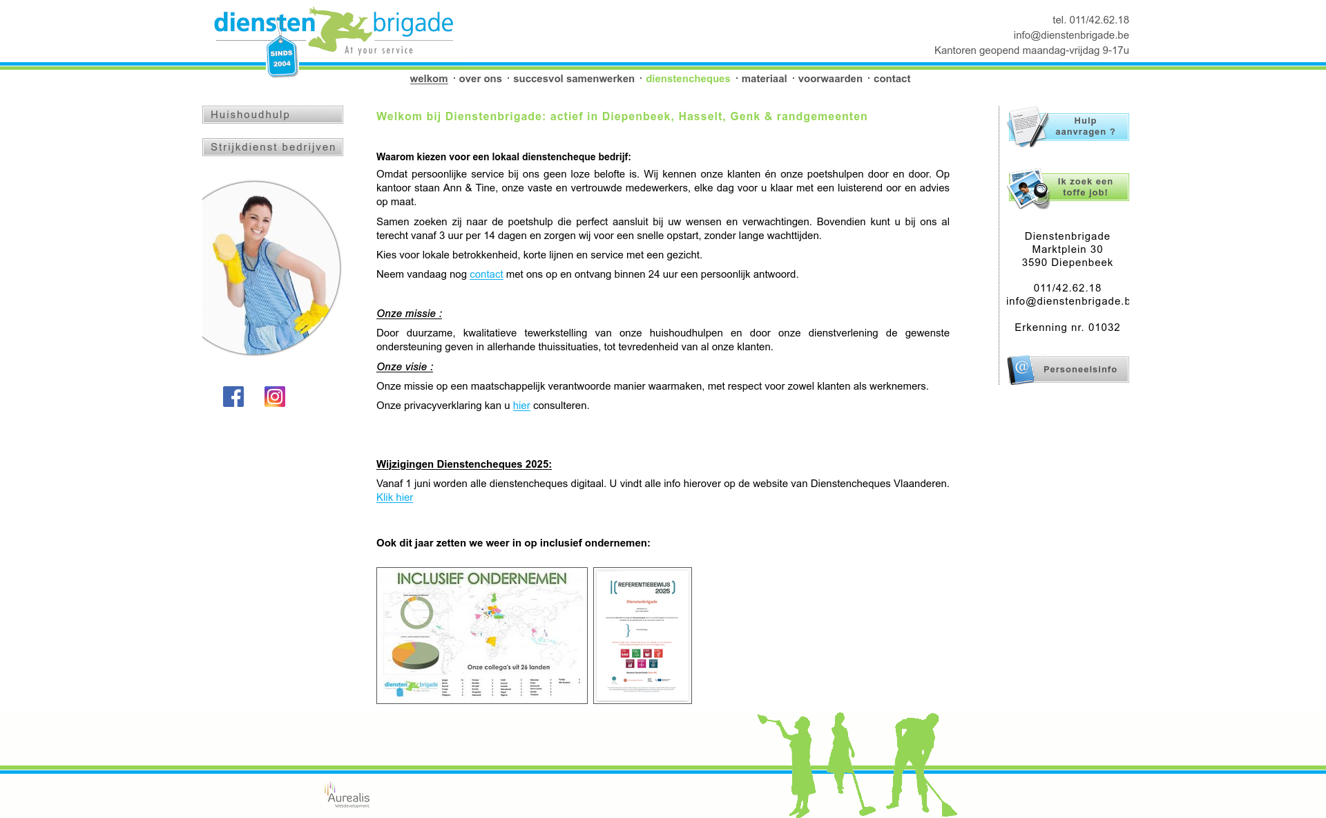 Webdesign: Dienstenbrigade, dienstverlening