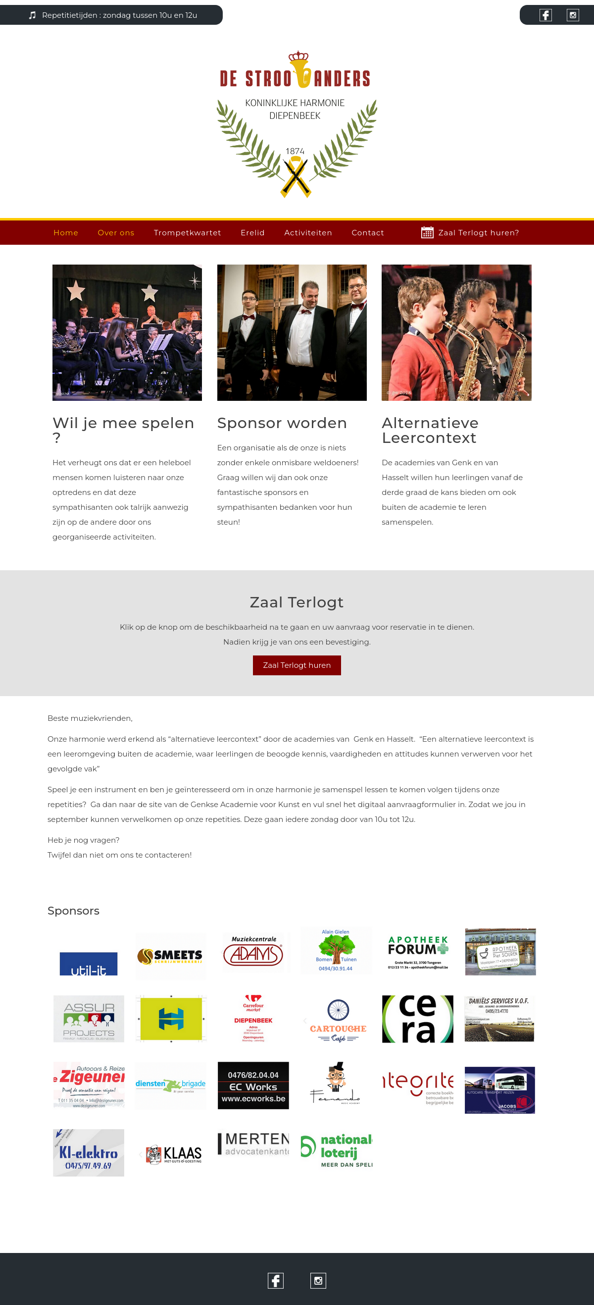 Webdesign: Koninklijke Harmonie De Stroobanders, lokale VZW